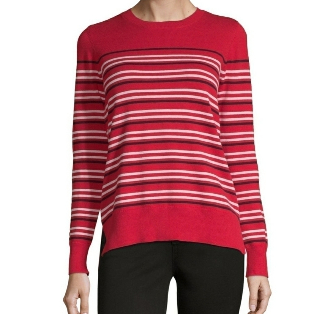 LIZ CLAIBORNE Red Stripe Crewneck Sweater Size XL